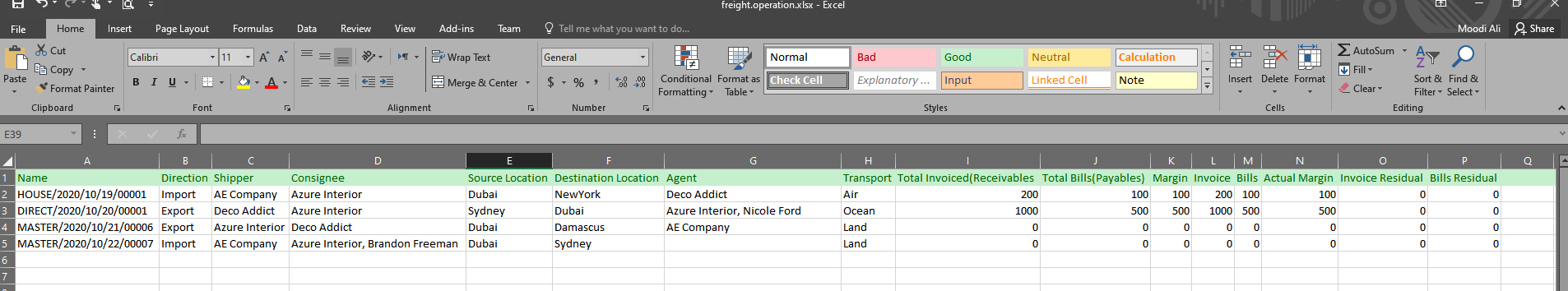 Excel Export