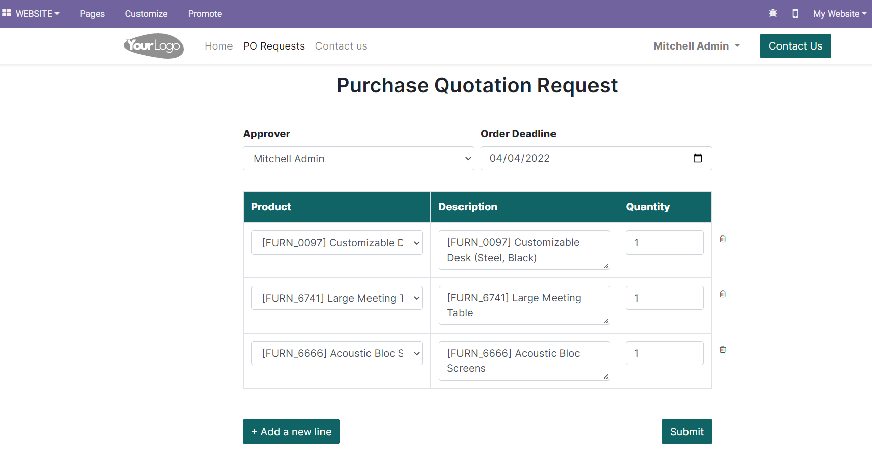Purchase Request Creation